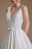 A Line Elegant Sleeveless Stain Long Length Wedding Dresses