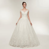 Fashion Ball Gown Sequins Ivory Lace Floor Length Wedding Dress WH50640