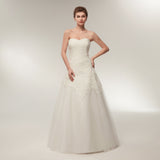 A Line Strapless Ivory Lace Floor Length Wedding Dress WH32634