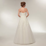 A Line Strapless Ivory Lace Floor Length Wedding Dress WH32634