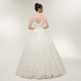 Fashion Ball Gown Sequins Ivory Lace Floor Length Wedding Dress WH50640