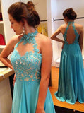 Halter Floor-Length Open Back Beading Prom Dress PM584