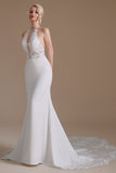 Mermaid Lace Appliques Elegant Backless Wedding Dress