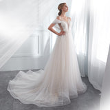 Fashion V-Neck Lace Court Train Wedding Dress WH36663