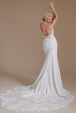 Mermaid Lace Appliques Elegant Backless Wedding Dress