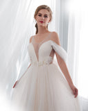 Fashion V-Neck Lace Court Train Wedding Dress WH36663