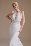 Mermaid Lace Appliques Elegant Backless Wedding Dress