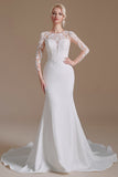 New Arrival Mermaid Long Sleeve Sweep Train Wedding Dress