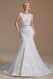 Mermaid Appliques Tulle Chapel Train Wedding Dress With Belt