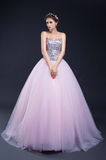 Ball Gown Strapless Sequins Tulle Floor length Prom Dress Party Dress WH30287