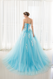 Ball Gown Strapless Appliques Beading Tulle Court Train Prom Dress Party Dress WH34293