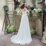 A Line Strapless Sequins Silk Like Satin Split Court Train Wedding Dress With Pearls WH20251