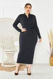 Plus Size Long Sleeve Black Mermaid Prom Dresses, Tea Length Formal Dresses FP5237