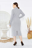 Fashion Sweater Maxi Dress Long Sleeve Mermaid Fit High Neck Knit Dress FP8002