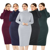 Elegant Plus Size Long Sleeve High Neck Casual Dress Unqiue Prom Dress FP8006