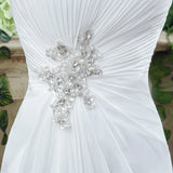 A Line Strapless Sequins Court Train Silk Like Satin Wedding Dress With Pearls WH20242