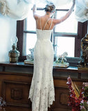 Elegant Lace Off White Sheath Prom Dress Lace Wedding Dress P1167