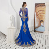 Stunning Mermaid Long Sleeve Beading Satin Prom Dress With Long Dress Shawl WH59323