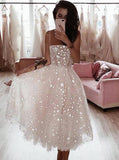 Elegant A Line Spaghetti Strap Tulle Homecoming Dresses PD1124