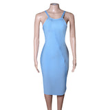 Sky Blue Straps Sleeveless Back Slit Homecoming Dresses