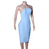 Sky Blue Straps Sleeveless Back Slit Homecoming Dresses