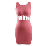 Pink Round Neck Sleeveless Perspective Short Homecoming Dresses