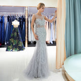 Mermaid Sleeveless Sequins Beading Floor Length Prom Dress Party Dress WH94696