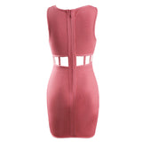 Pink Round Neck Sleeveless Perspective Short Homecoming Dresses