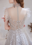 Gorgeous A Line Sleeveless Beading Tulle Floor Length Prom Dress Party Dress WH551020