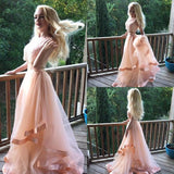 Blush Pink Beaded Two Pieces Fashion Sexy Prom Dress