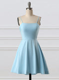 Cute A Line Spaghetti straps Light Blue Homecoming Dresses PD1119