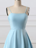 Cute A Line Spaghetti straps Light Blue Homecoming Dresses PD1119