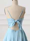 Cute A Line Spaghetti straps Light Blue Homecoming Dresses PD1119