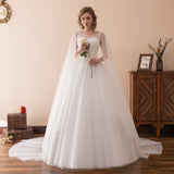 Gorgeous Ball Gown Ivory Lace Floor Length Wedding Dress With Dress Shawl WH35607