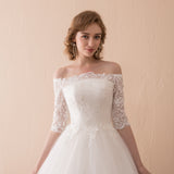 Elegant Ball Gown Off The Shoulder Ivory Lace Wedding Dress WH30608