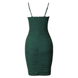 Elegant Green Spaghetti Straps Pleats Homecoming Dresses