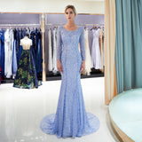 Mermaid Long Sleeve Beading Court Train Prom Dress WH110699