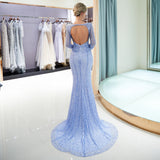 Mermaid Long Sleeve Beading Court Train Prom Dress WH110699