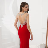 Gorgeous Mermaid Cap Sleeve Beading Satin Sweep Train Prom Dress WH64312