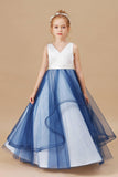 Sweetheart Trumpet SLeeveless V-Neck Tulle Stain Flower Girl Dresses FL0022