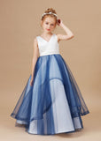 Sweetheart Trumpet SLeeveless V-Neck Tulle Stain Flower Girl Dresses FL0022