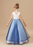 Sweetheart Trumpet SLeeveless V-Neck Tulle Stain Flower Girl Dresses FL0022