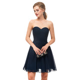 A Line Strapless Knee Length Chiffon Homecoming Dress WH12674