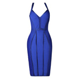 Blue Straps Halter V-Neck Homecoming Dresses