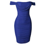 Blue Off The Shoulder Sheath Homecoming Dresses