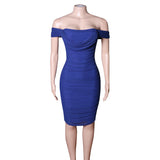 Blue Off The Shoulder Sheath Homecoming Dresses