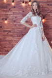 Lace Appliques Half Sleeve Romantic White Ball Gown Tulle Lace up Wedding Dress PM411