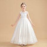 Cute Cap Sleeves Ivory Tulle Flower Girl Dresses With Beading FL0003