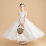 Cute Cap Sleeves Ivory Tulle Flower Girl Dresses With Beading FL0003