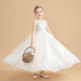 Cute Cap Sleeves Ivory Tulle Flower Girl Dresses With Beading FL0003